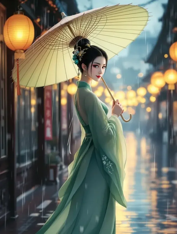 柚灯夜雨 背景